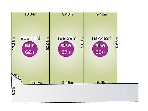【【全体区画図】】全3区画の分譲地！総合運動公園やオープンアリーナも近く、様々なスポーツや観戦も楽しむことができる周辺環境です！