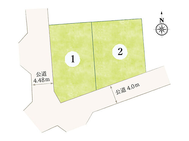【【全体区画図】】南向きで日当たり良好♪全2区画の分譲地です！