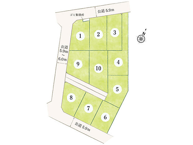 【【全体区画図】】全10区画の分譲地です！敷地内にはゴミステーションもございます。