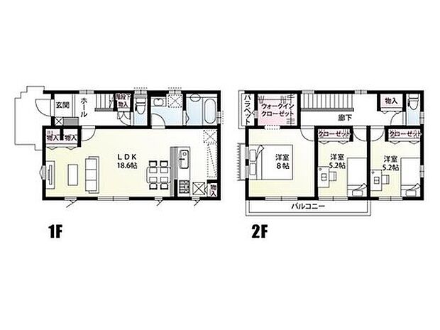 【3LDK】3LDKのコンパクトな間取りながら、ウォークインクローゼット等各種収納を完備♪主寝室は８.0帖のゆったりとした寛ぎのスペースとなっております♪