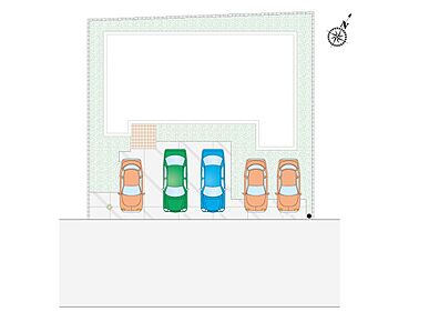 並列４台以上駐車可能。不在時の荷物の受け取りに便利な、宅配ボックス搭載門柱付き！ 