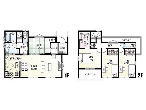 【4LDK】◇太陽光発電システム搭載住宅◇ご家族の団らんにぴったりなLDKは19.7帖♪キッチン・洗面室・浴室が直線で行き来できる家事導線が良好なお家です。2階は各室に収納を完備し、洋服や季節外の物などが、すっきりと収まります。
