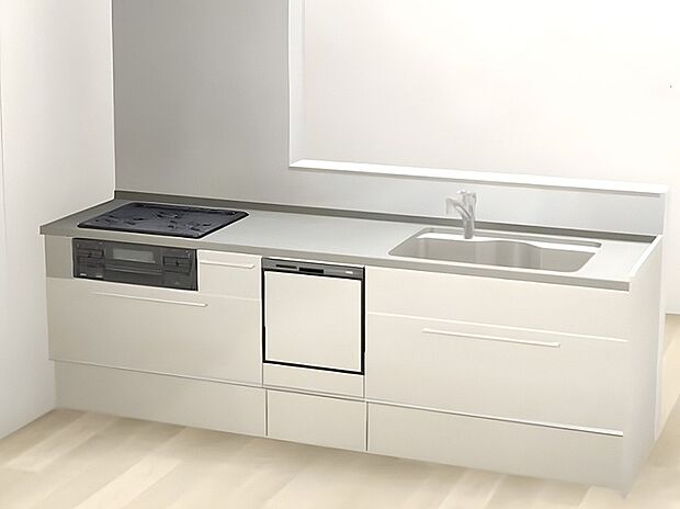 【【設備画像:キッチン】】食洗機が標準装備で、お掃除もしやすいキッチン。水栓はタッチレスなので、手が汚れていてもスムーズに家事が進みます。