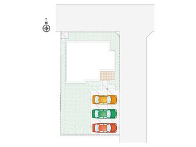 駐車4台可能です！不在時の荷物の受け取りに便利な、宅配ボックス搭載門柱付き！ 