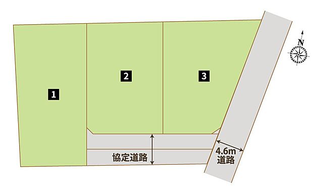【【全体区画図】】ゆとりある広さの敷地で、3台以上の駐車スペースを確保しています！