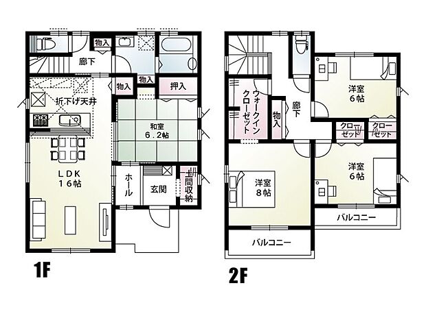 【4LDK】２階居室は、全部屋６帖以上＆二面採光！風通しの良い間取りのため、１人で過ごすプライベート空間でも快適にお過ごしいただけ♪