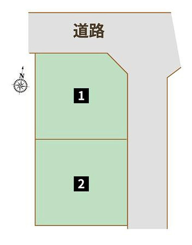 【【全体区画図】】前面道路は幅4ｍあり、お車の出し入れも落ち着いて行える住環境です。