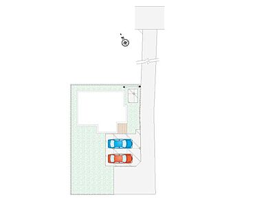 並列２台駐車可能。不在時の荷物の受け取りに便利な、宅配ボックス搭載門柱付き。 