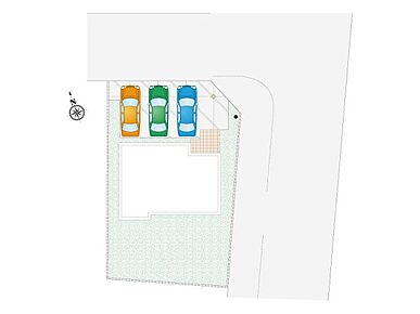 並列駐車3台駐車可能！北東角地に立地しています。
建物完成！いつでも内覧できます♪※外構工事中※ 