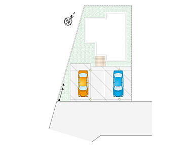 南向き×前面道路6ｍの開放感ある立地。陽当たりを確保しやすく、ゆとりのある前面道路で駐車やお車の出し入れもスムーズです。 