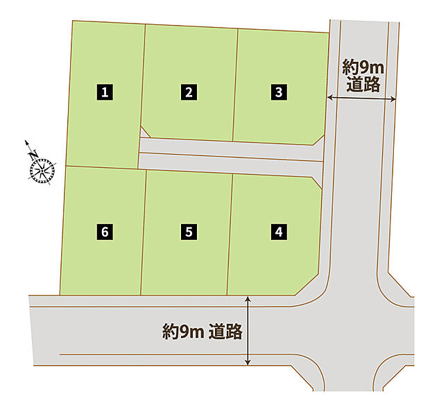 【【全体区画図】】周辺に商業施設が充実した全6区画の分譲地です!
嬉しい都市ガス・本下水エリア♪