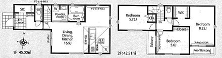 17帖超リビングには人気のカウンターキッチンを採用♪たっぷり収納SIC、WICも良いですね！ 