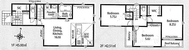 【3LDK】17帖超リビングには人気のカウンターキッチンを採用♪たっぷり収納SIC、WICも良いですね!