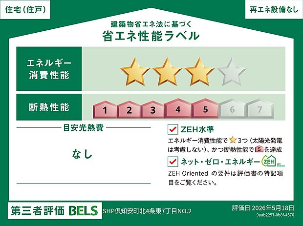 【【No.2】省エネ性能ラベル】※使用環境等によってはエネルギー収支がゼロにならない場合があります。