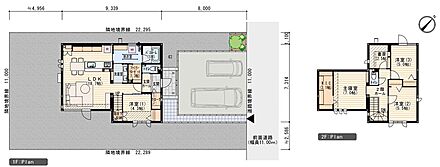 ※プラン図は図面を基に描いておりますので、実際と多少異なる場合があります。家具類・小物類・外構は価格に含まれます。洗濯機・冷蔵庫・車は価格に含まれません。 