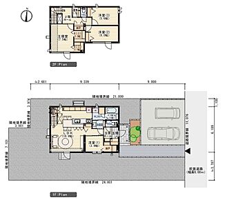 ※プラン図は図面を基に描いておりますので、実際と多少異なる場合があります。家具・小物・外構は価格に含まれます。洗濯機・冷蔵庫・車は価格に含まれません。延べ床面積：111.58m2（33.75坪）ポーチ部分：3.27m2含む 