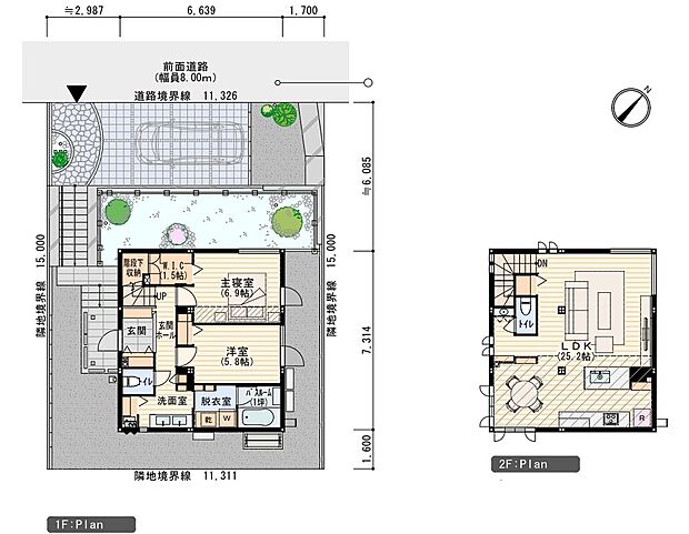 【２LDK】※プラン図は図面を基に描いておりますので、実際と多少異なる場合があります。家具・小物・外構は価格に含まれます。洗濯機・冷蔵庫・車は、価格に含まれません。