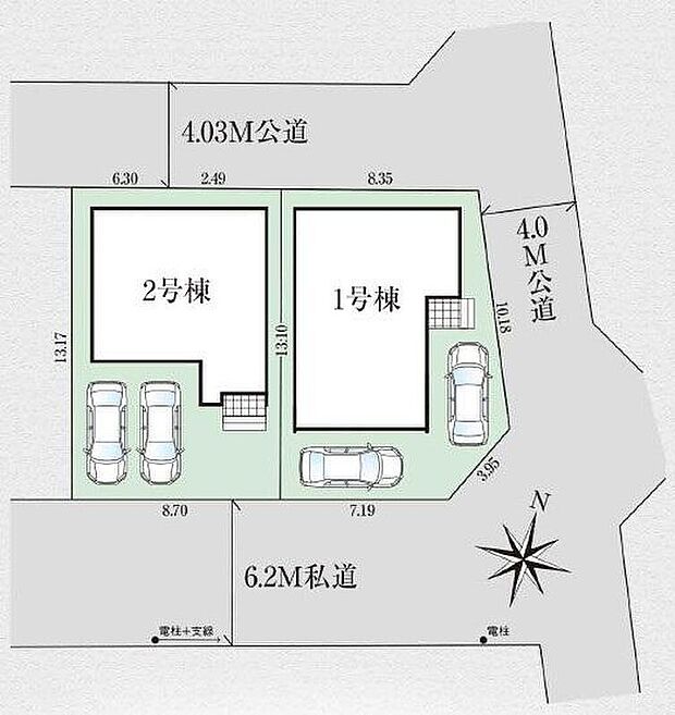 ☆全体区画図☆
カースペース2台可能です。
緑豊かでのびのびと子育てが出来る閑静な住宅地。
