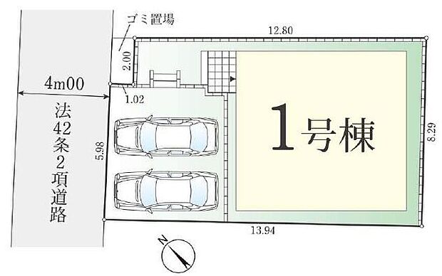 ☆全体区画図☆
カースペース並列２台可能です♪