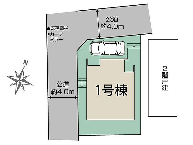 ☆全体区画図☆
カースペースございます。
角地のため、陽当り・通風共に良好です♪