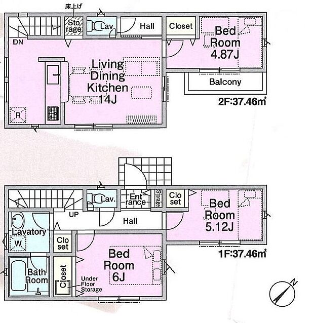 (１号棟)、価格5180万円、3DK、土地面積78.91m2、建物面積74.92m2 