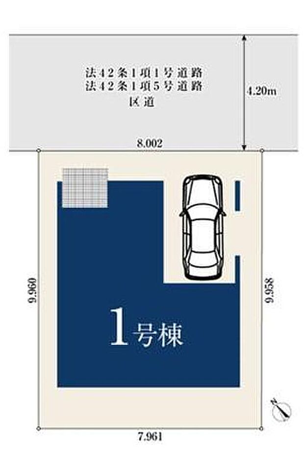 ☆全体区画図☆
雨の日も濡れずに降りられるビルトインガレージ♪