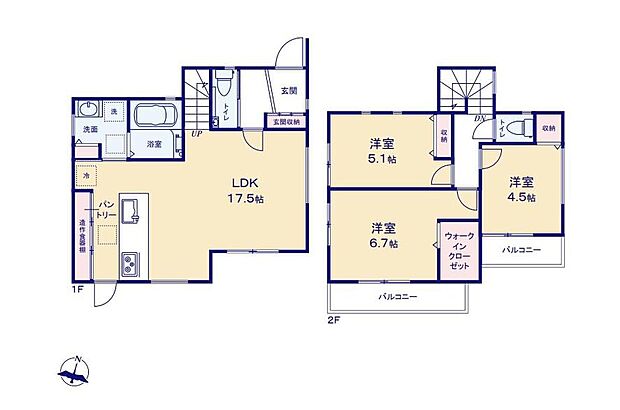 (1号棟)、価格4980万円、3LDK、土地面積100.79m2、建物面積80.53m2