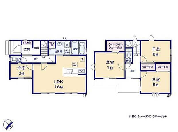 【4LDK】・家族のコミュニケーションを重視した対面キッチン
・シューズクローク、ウォークインクローゼット、リネン庫など収納豊富
・ホールから直接出入りできる広々バルコニー