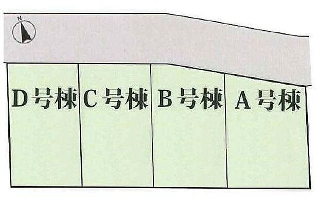 【全体区画図】ビルトイン車庫ございます。
明るく開放的な、陽当たり自慢の住まい♪