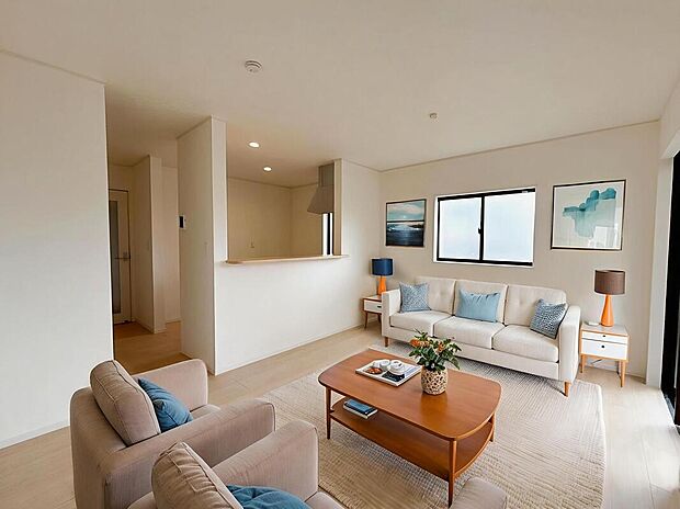 【☆Livingroom☆】全居室南面採光や多面採光など、光を多く取り入れる工夫が満載。
※家具をCGで加工しています。家具付き販売ではございません。