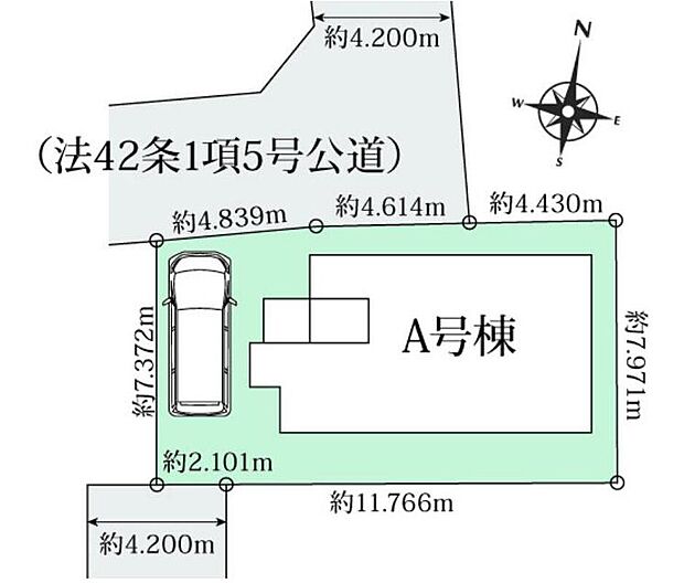 【全体区画図】カースペースございます。
全室南向きのため採光良好です♪
