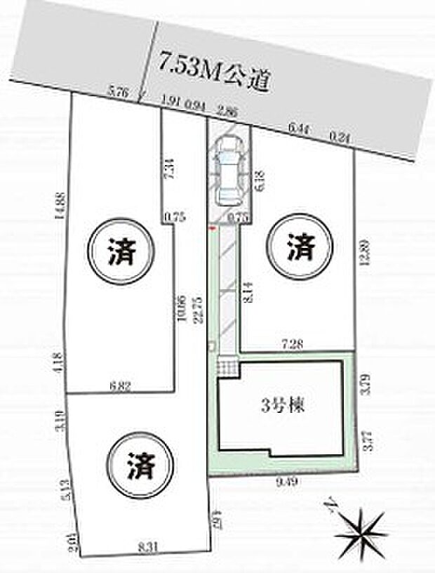 【全体区画図】生活利便施設に優れた立地☆前道公道に面した開放的な区画です♪