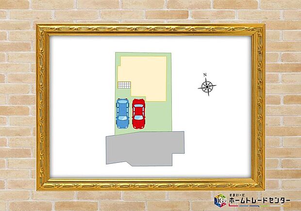【全体区画図】カースペース並列２台可能です。
南道路に面し、陽当たり良好です♪