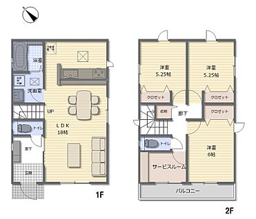 間取図：3LDK＋サービスルーム