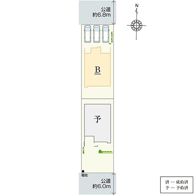 新築戸建全2棟。おかげであと1棟となりました！並列で3台とめることができる駐車場があります。セカンドカーの所有も叶い、来客時にもご活用いただけます。