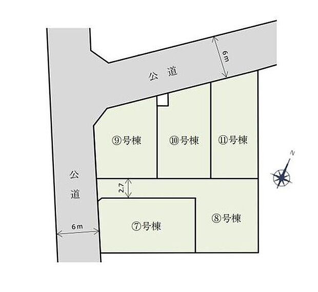 開放感溢れる角地を含む全5棟!
前面道路は6mと広々しているので、駐車もラクラク行えます♪