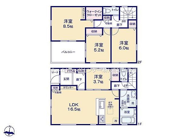 (1号棟)、価格4380万円、4LDK、土地面積106.97m2、建物面積97.71m2