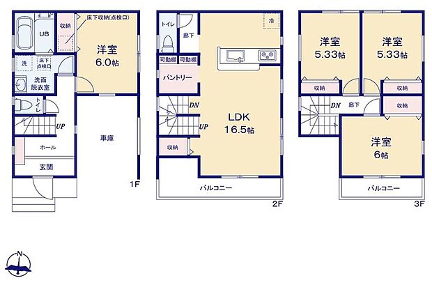 (1号棟)、価格4680万円、4LDK、土地面積66m2、建物面積119.07m2