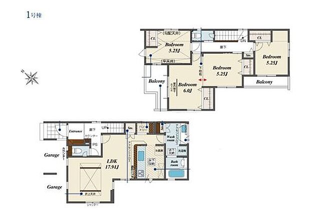 (1号棟)、価格4798万円、3LDK、土地面積123.78m2、建物面積110.15m2