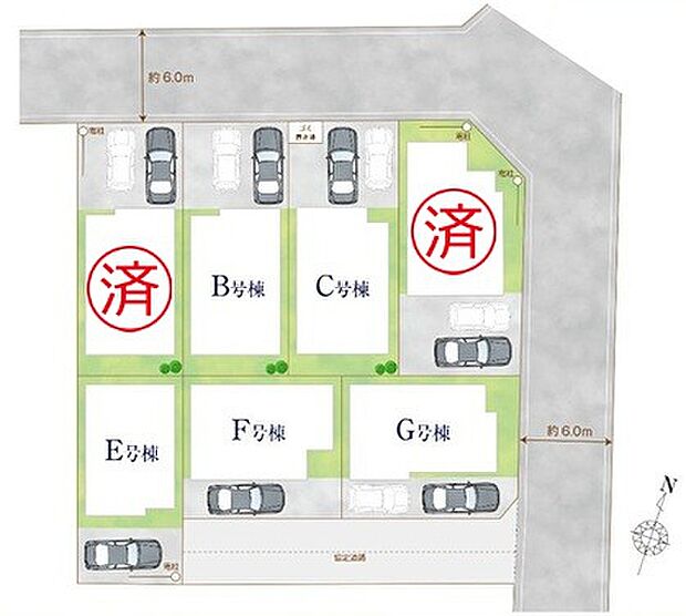 7区画の分譲地是非ご覧ください!徒歩4分内にスーパーやコンビニも揃っており生活環境◎前面道路は6mあるのでお車の出し入れも楽々です☆