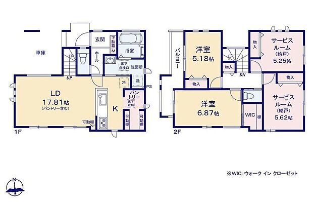 (1号棟)、価格7290万円、2LDK+2S、土地面積89.93m2、建物面積107.74m2 