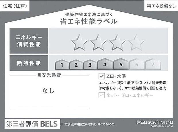 ZEH水準を満たした、省エネ性能に優れた物件です。 光熱費を抑えて暮らすことができるだけでなく、「熱の入りにくさ・逃げにくさ」という観点でも影響を受けにくい建物のため、長く快適にお過ごしいただけます♪