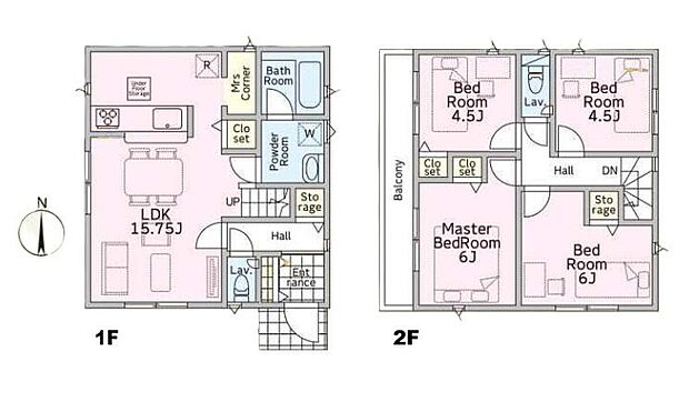 (1号棟)、価格3390万円、4LDK、土地面積87.7m2、建物面積85.04m2