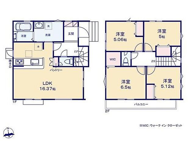 【4LDK】◇6.5帖の洋室には収納力のあるウォークインクローゼット付き♪
◇全居室2面採光で陽当たり通風良好♪
◇キッチン周辺にはママさんに嬉しいパントリーやゴミ出しに便利な勝手口付き♪