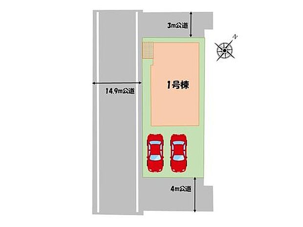 【全体区画図】前面道路は交通量少なめの5m道路。お車の駐車も楽々です。ゆっくりくつろげるLDKに家族みんなが集まるコミュニケーションハウス。
