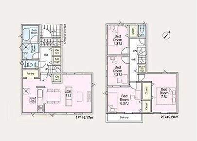 ◇採光に優れた17帖LDK！明るく居心地のよい空間が広がります♪
◇キッチン隣のパントリーで食品ストックや防災グッズなどもしっかり収納♪
◇ホール収納×3箇所で、掃除用具から季節物などもすっきり片付きます♪ 