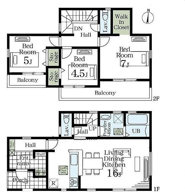 【3LDK】全ての居室を南に向けてレイアウトした明るい住まいです☆
主寝室としておススメしたい7帖の洋室は、窓を2か所設置することによってお部屋を明るくしております！WIC＋SIN完備しているので収納力抜群です！