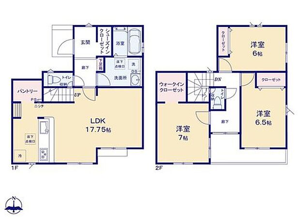 【3LDK】バルコニーは廊下と洋室から出入りできるので洗濯時はお部屋を通らずに済むので楽に干せます☆WICは奥行きもしっかりあるので衣類だけでなく、スーツケースなどの大きな物までたっぷり収納出来ます。
