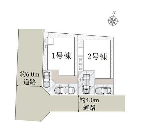 【全体区画図】行先に合わせてバスが使える便利なエリア！カースペース２台分ございますので、家族分の自転車を駐輪したり、来客用の駐車スペースとしてもお使いいただけます♪是非ご覧ください☆
