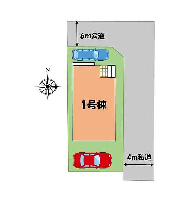 【全体区画図】大型車でも駐車可能なカースペース2台完備!スーパー徒歩3分にコンビニも揃っており、公園は徒歩1分でお子様とのお散歩にもおススメです!是非ご覧ください♪